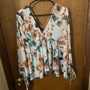 Sage Brand Light Blue Floral Blouse